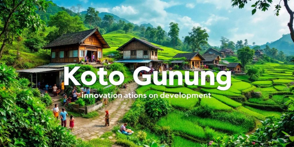 Desa Koto Gunung dengan pemandangan hijau dan rumah tradisional.