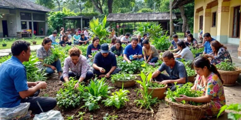 Komunitas Koto Gunung beraktivitas di ladang pertanian.