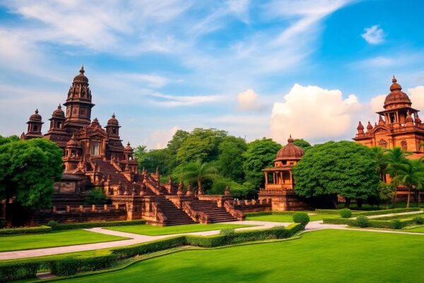 Pemandangan objek wisata sejarah yang indah di Indonesia.