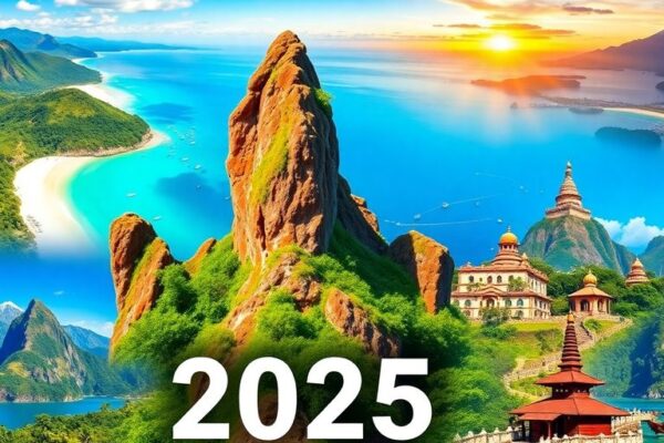 Kolase tempat wisata terkenal di Indonesia untuk 2025.